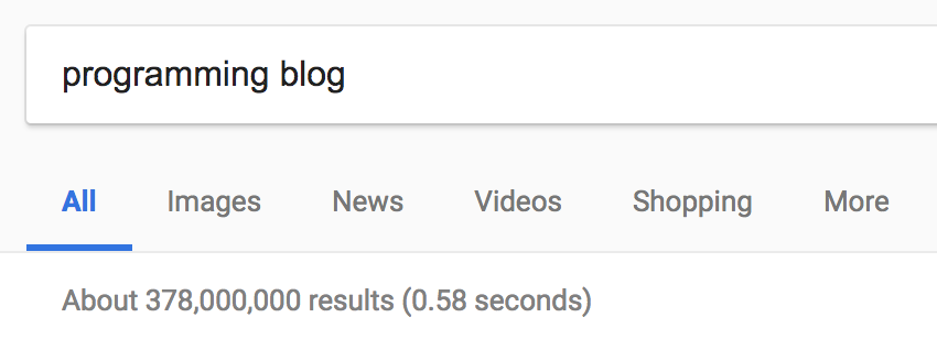 I'm honestly not sure how they can manage to know that there are 378 million programming blogs in just over half a second, but there probably is a blog on the list that covers the topic.